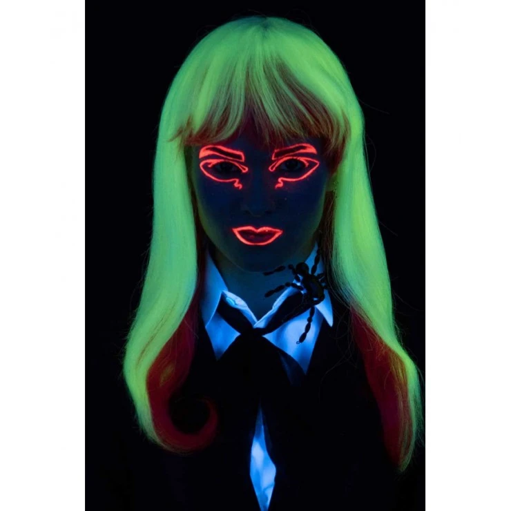 Perruque Phosphorescente Blanche Et Rouge 2 Perruque Phosphorescente Blanche Et Rouge – Image 2