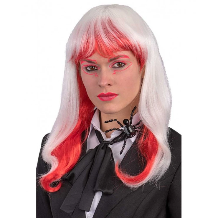 Perruque Phosphorescente Blanche Et Rouge 1 Perruque Phosphorescente Blanche Et Rouge